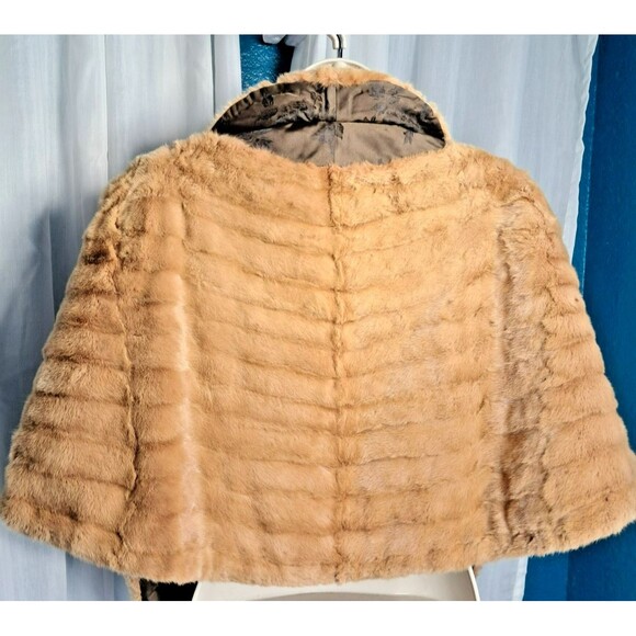 Vintage Stripling's Real Fur Shawl Stole Wrap Carmel Tan Brown Monogrammed - Picture 3 of 17